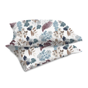 Coppia Federe Flowers Indaco